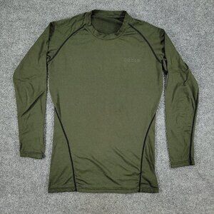 Tesla Shirt Men Medium Green Fitted Logo Graphic Crew Neck Long Sleeve Pullover